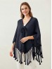 Cozy Poncho W/ Bow and Tassels